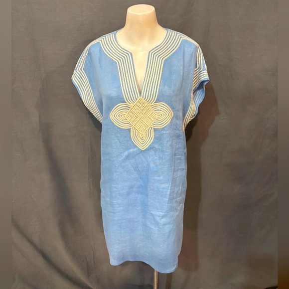 Tory Burch Dresses & Skirts - Tory Burch Blue Resort Mini Dress with Scoop Neck and Dolman Sleeves